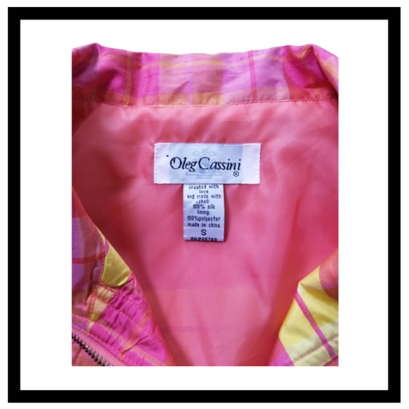 Vintage Oleg Cassini Silk Pink Yellow Jacket Size - Picture 4 of 6